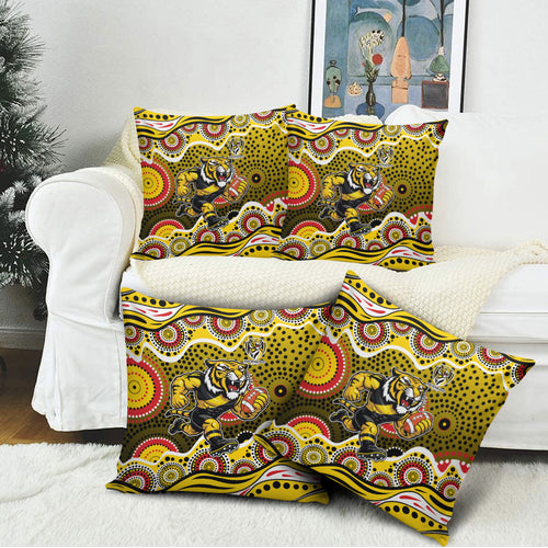 Richmond Tigers Pillow Cover Aboriginal Dot Pattern - Football Mascot Heritage Pride