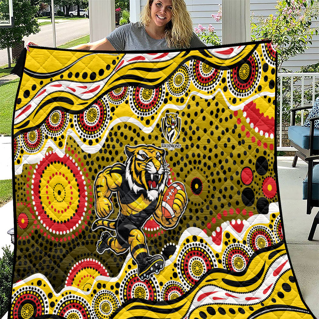 Richmond Tigers Quilt Aboriginal Dot Pattern - Football Mascot Heritage Pride