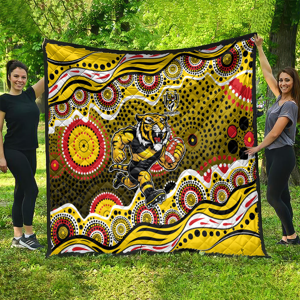 Richmond Tigers Quilt Aboriginal Dot Pattern - Football Mascot Heritage Pride