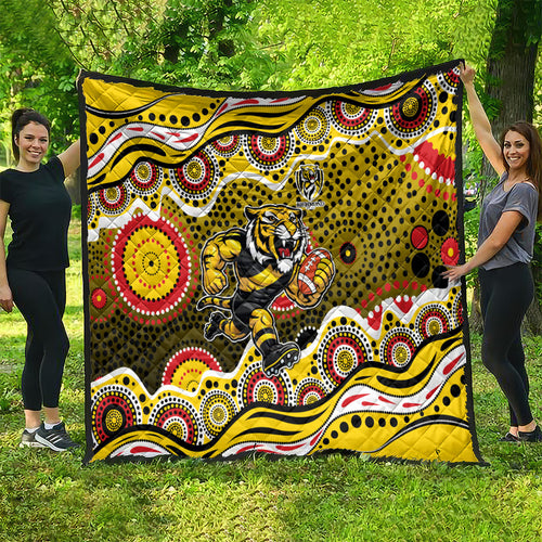 Richmond Tigers Quilt Aboriginal Dot Pattern - Football Mascot Heritage Pride