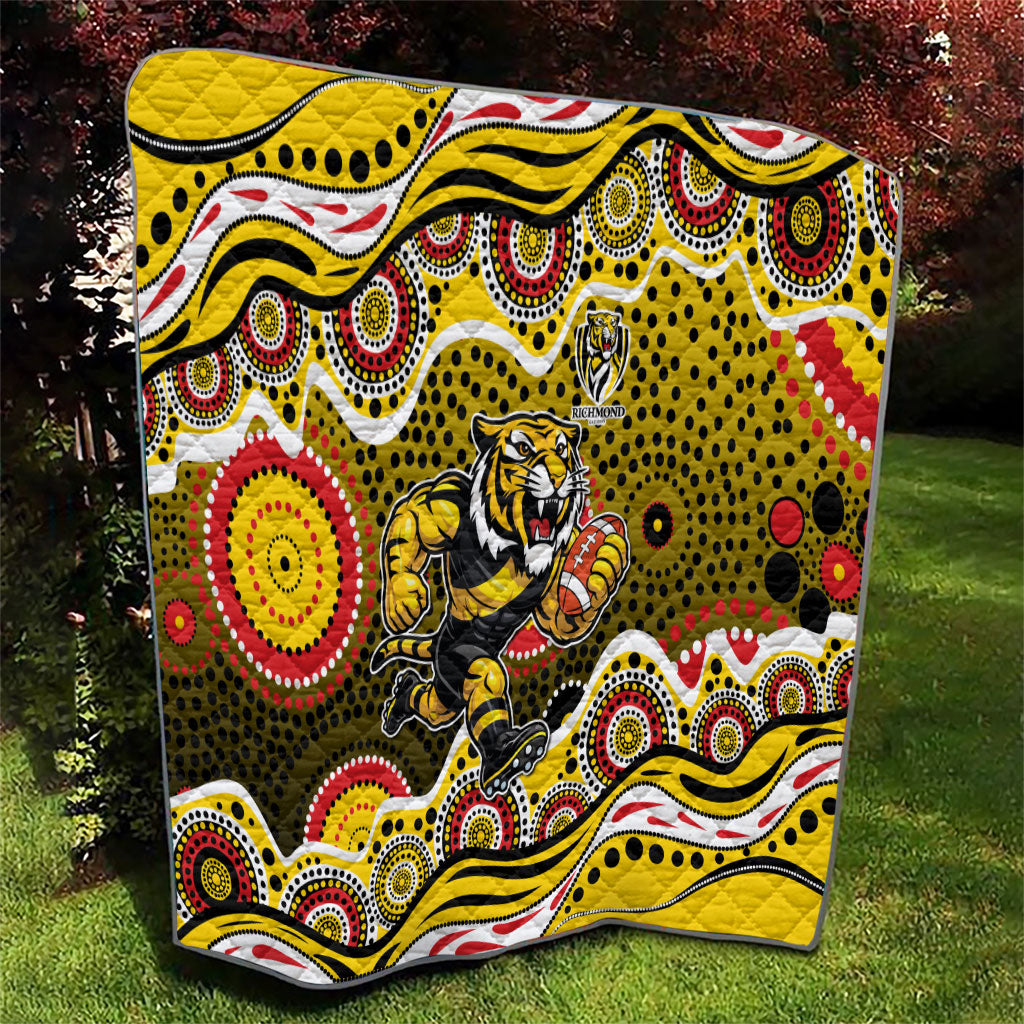 Richmond Tigers Quilt Aboriginal Dot Pattern - Football Mascot Heritage Pride