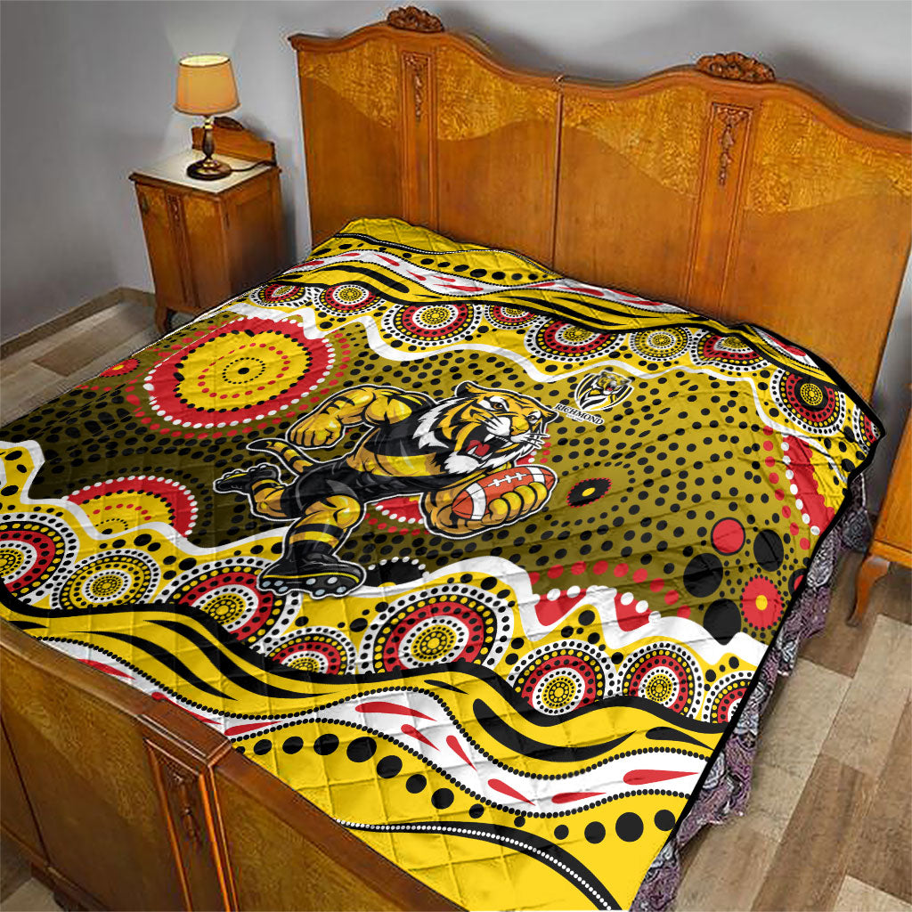 Richmond Tigers Quilt Aboriginal Dot Pattern - Football Mascot Heritage Pride
