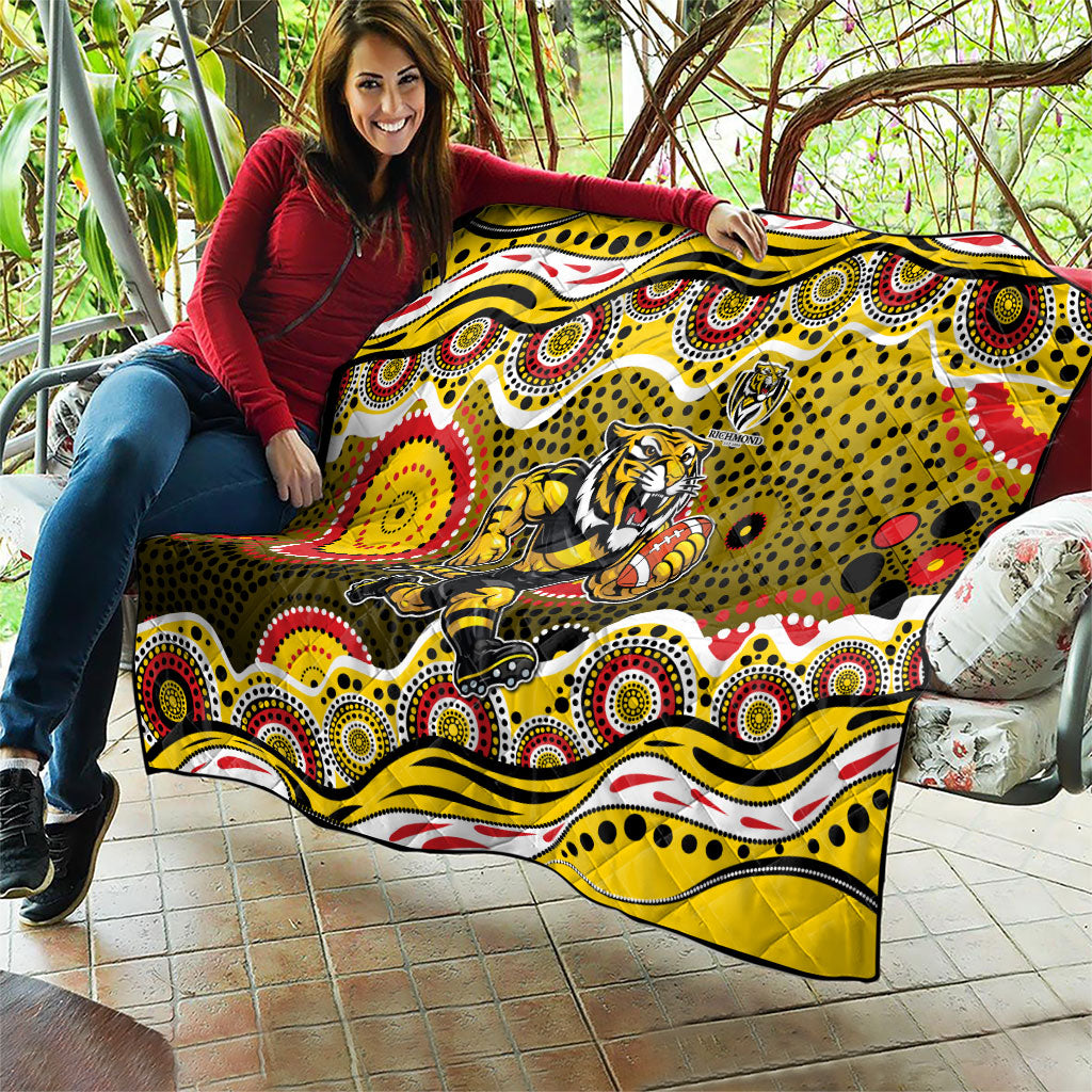 Richmond Tigers Quilt Aboriginal Dot Pattern - Football Mascot Heritage Pride