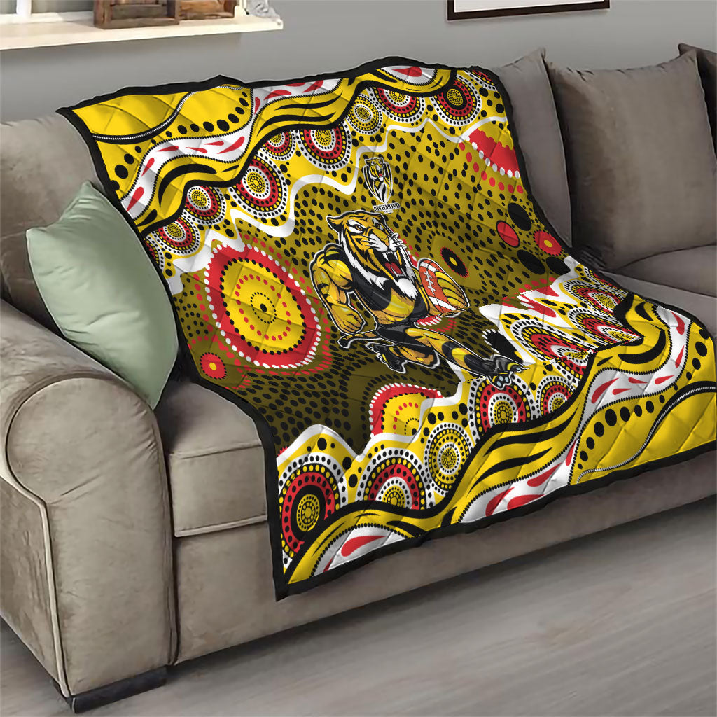 Richmond Tigers Quilt Aboriginal Dot Pattern - Football Mascot Heritage Pride