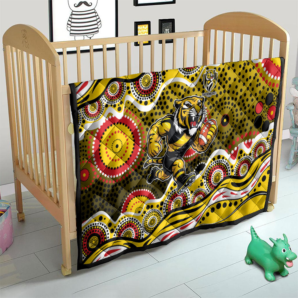 Richmond Tigers Quilt Aboriginal Dot Pattern - Football Mascot Heritage Pride