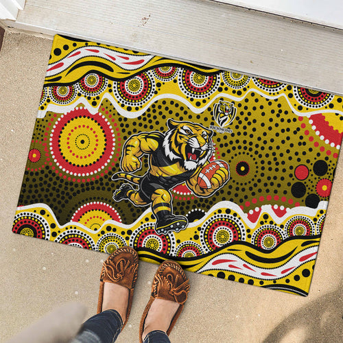 Richmond Tigers Rubber Doormat Aboriginal Dot Pattern - Football Mascot Heritage Pride