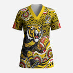 Richmond Tigers Scrub Top Aboriginal Dot Pattern - Football Mascot Heritage Pride