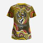 Richmond Tigers Scrub Top Aboriginal Dot Pattern - Football Mascot Heritage Pride