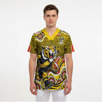 Richmond Tigers Scrub Top Aboriginal Dot Pattern - Football Mascot Heritage Pride