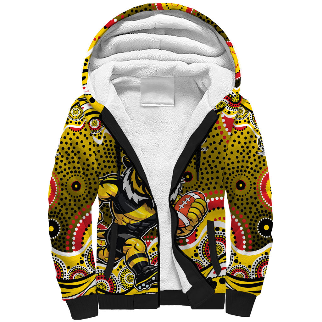 Richmond Tigers Sherpa Hoodie Aboriginal Dot Pattern - Football Mascot Heritage Pride