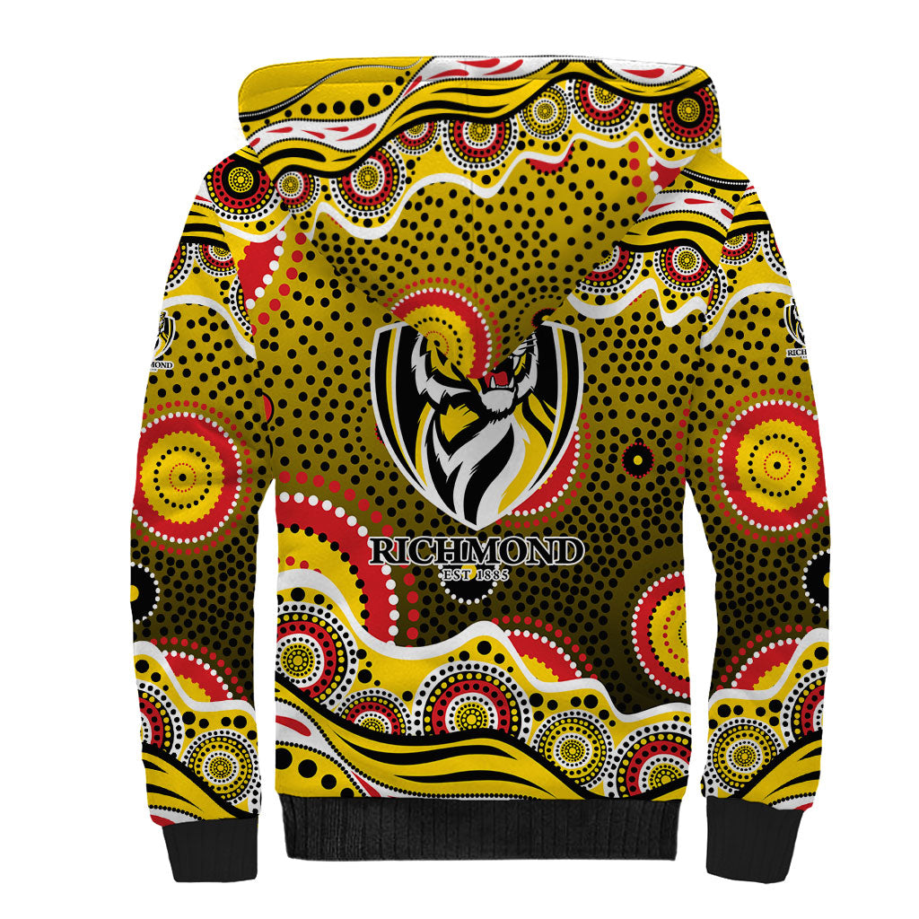 Richmond Tigers Sherpa Hoodie Aboriginal Dot Pattern - Football Mascot Heritage Pride