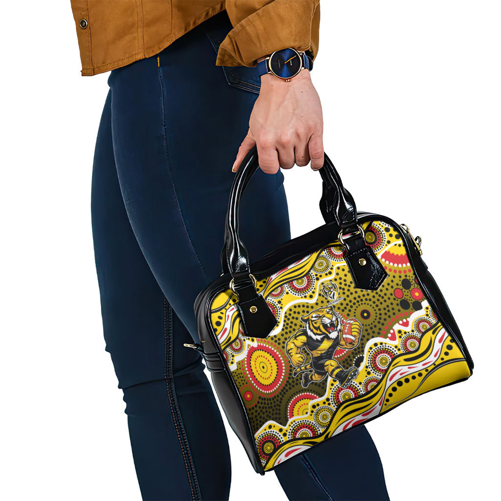 Richmond Tigers Shoulder Handbag Aboriginal Dot Pattern - Football Mascot Heritage Pride