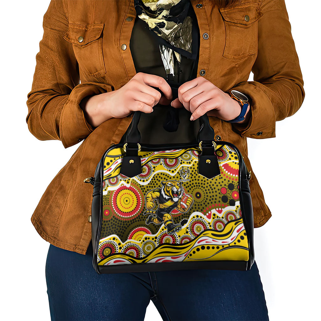 Richmond Tigers Shoulder Handbag Aboriginal Dot Pattern - Football Mascot Heritage Pride