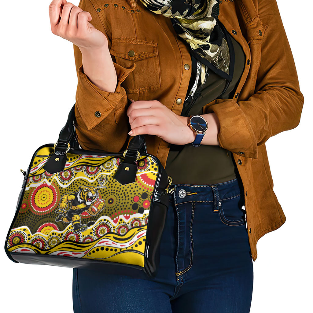 Richmond Tigers Shoulder Handbag Aboriginal Dot Pattern - Football Mascot Heritage Pride