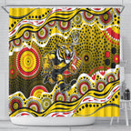 Richmond Tigers Shower Curtain Aboriginal Dot Pattern - Football Mascot Heritage Pride