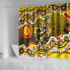 Richmond Tigers Shower Curtain Aboriginal Dot Pattern - Football Mascot Heritage Pride
