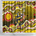 Richmond Tigers Shower Curtain Aboriginal Dot Pattern - Football Mascot Heritage Pride