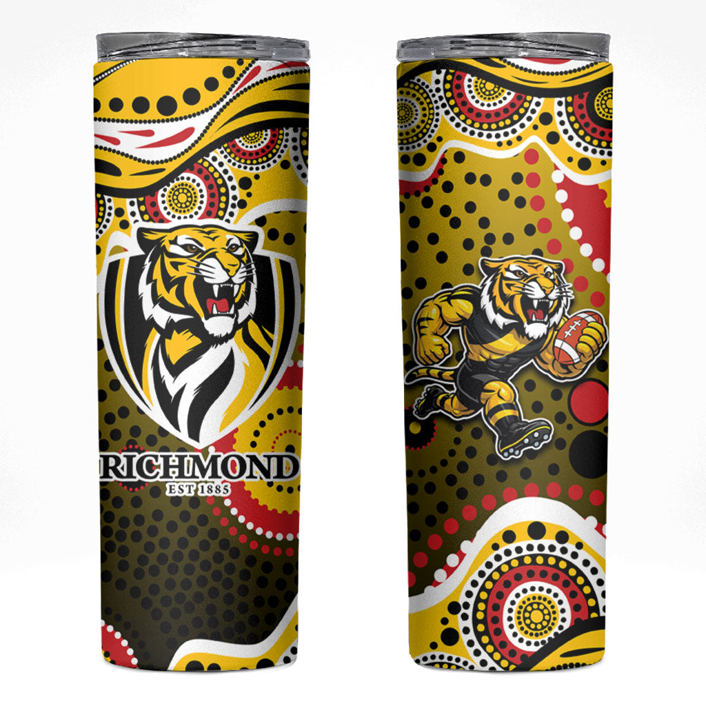 Richmond Tigers Skinny Tumbler Aboriginal Dot Pattern - Football Mascot Heritage Pride