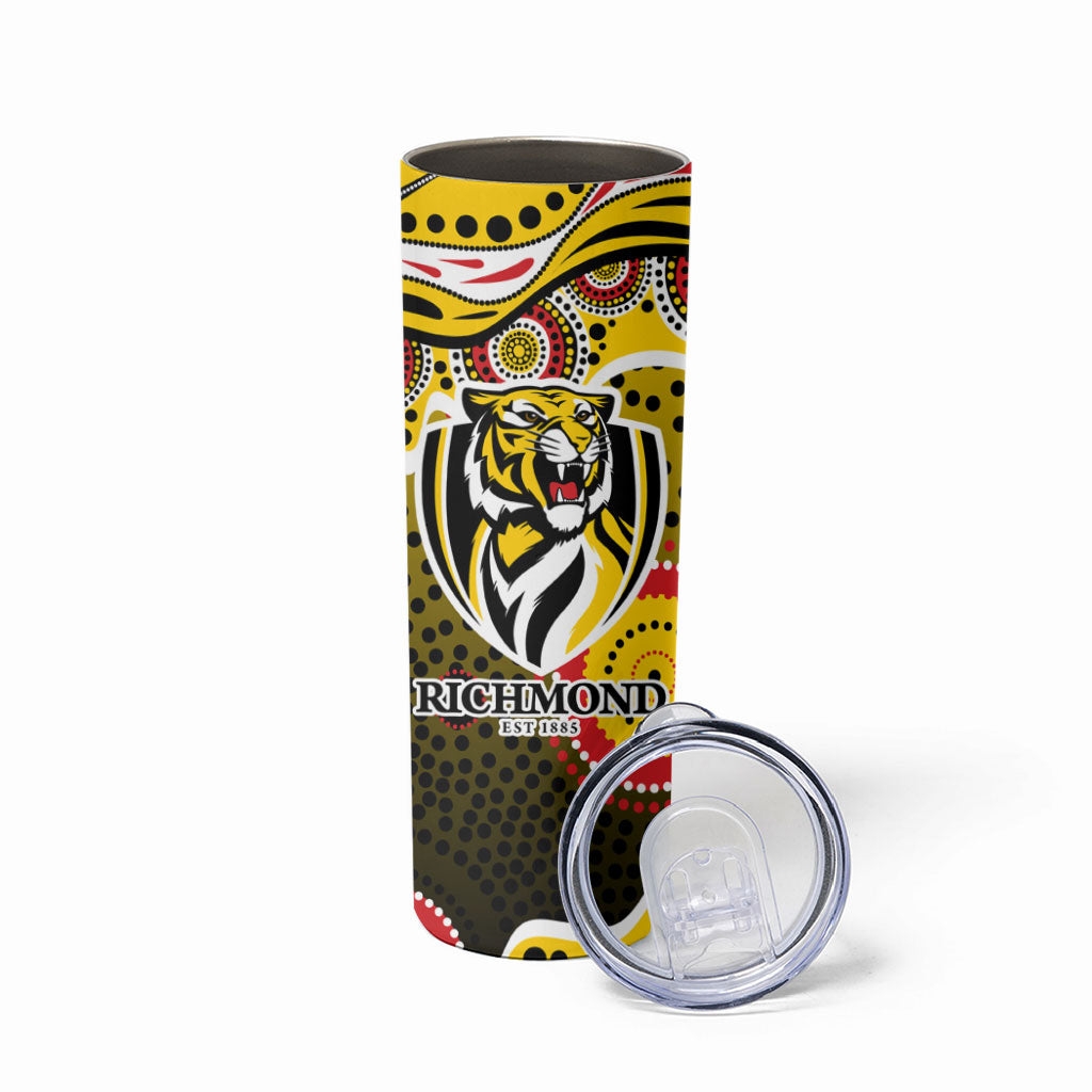Richmond Tigers Skinny Tumbler Aboriginal Dot Pattern - Football Mascot Heritage Pride