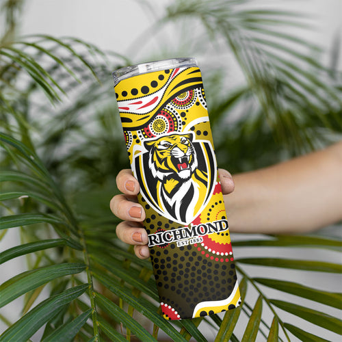 Richmond Tigers Skinny Tumbler Aboriginal Dot Pattern - Football Mascot Heritage Pride