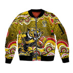 Richmond Tigers Sleeve Zip Bomber Jacket Aboriginal Dot Pattern - Football Mascot Heritage Pride