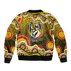 Richmond Tigers Sleeve Zip Bomber Jacket Aboriginal Dot Pattern - Football Mascot Heritage Pride