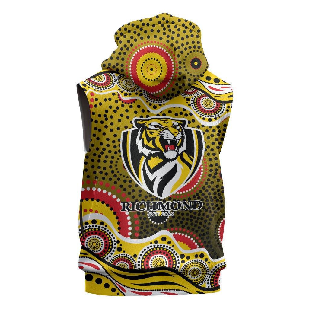 Richmond Tigers Sleeveless Hoodie Aboriginal Dot Pattern - Football Mascot Heritage Pride