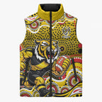 Richmond Tigers Sleeveless Puffer Jacket Aboriginal Dot Pattern - Football Mascot Heritage Pride