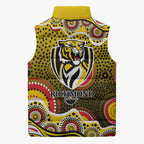 Richmond Tigers Sleeveless Puffer Jacket Aboriginal Dot Pattern - Football Mascot Heritage Pride