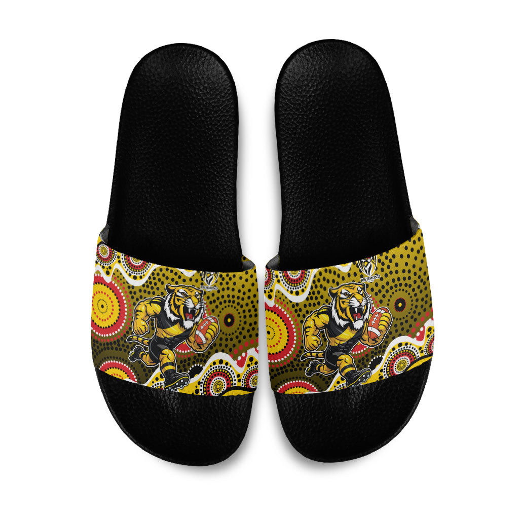Richmond Tigers Slide Sandals Aboriginal Dot Pattern - Football Mascot Heritage Pride