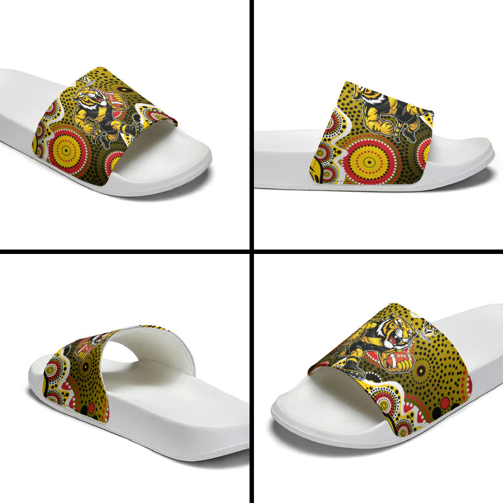 Richmond Tigers Slide Sandals Aboriginal Dot Pattern - Football Mascot Heritage Pride