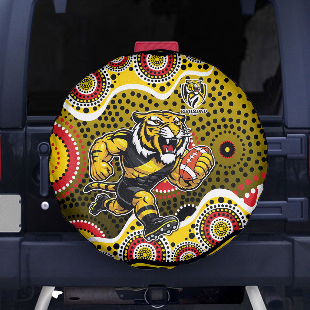 Richmond Tigers Spare Tire Cover Aboriginal Dot Pattern - Football Mascot Heritage Pride