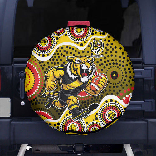 Richmond Tigers Spare Tire Cover Aboriginal Dot Pattern - Football Mascot Heritage Pride