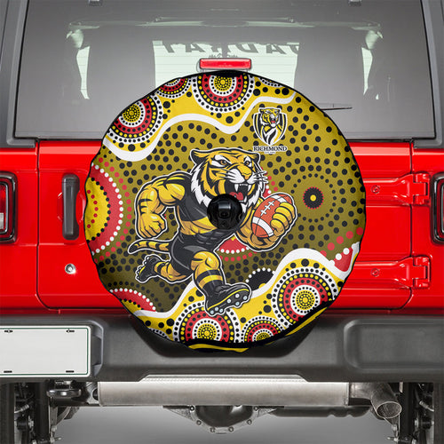 Richmond Tigers Spare Tire Cover Aboriginal Dot Pattern - Football Mascot Heritage Pride