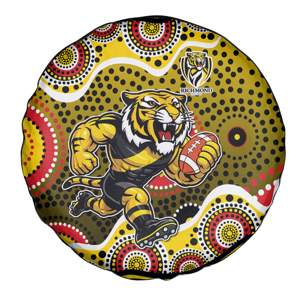 Richmond Tigers Spare Tire Cover Aboriginal Dot Pattern - Football Mascot Heritage Pride