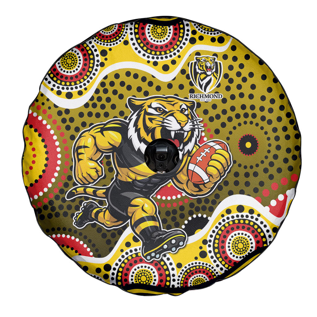 Richmond Tigers Spare Tire Cover Aboriginal Dot Pattern - Football Mascot Heritage Pride