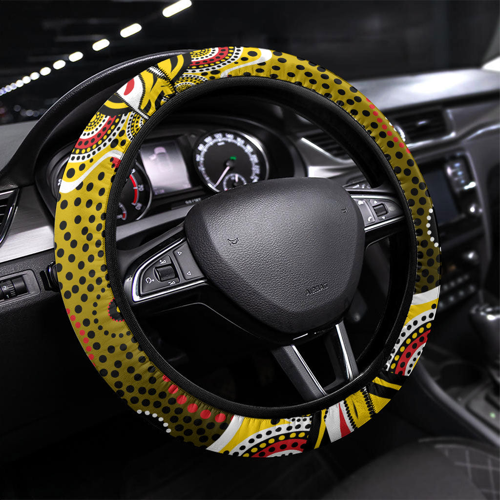 Richmond Tigers Steering Wheel Cover Aboriginal Dot Pattern - Football Mascot Heritage Pride
