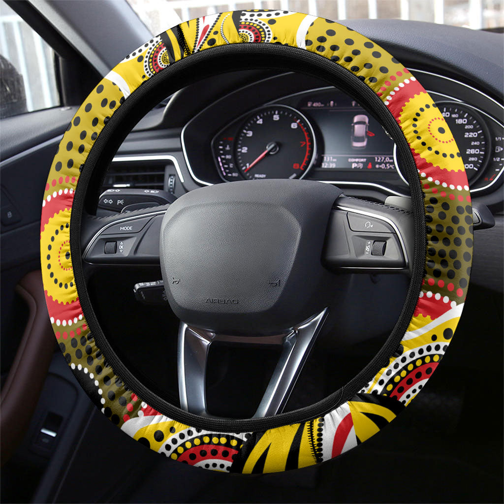 Richmond Tigers Steering Wheel Cover Aboriginal Dot Pattern - Football Mascot Heritage Pride