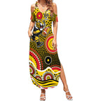 Richmond Tigers Summer Maxi Dress Aboriginal Dot Pattern - Football Mascot Heritage Pride