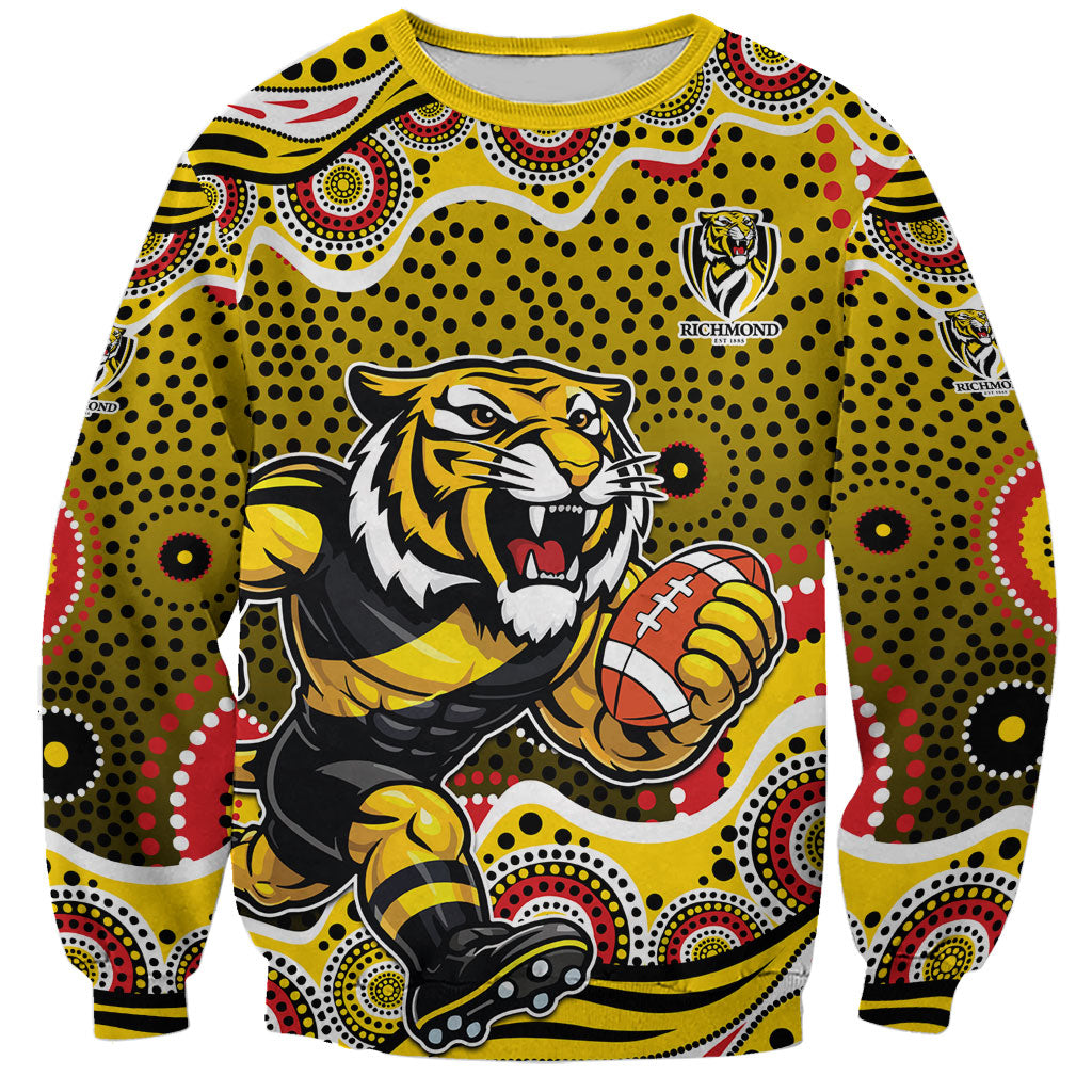 Richmond Tigers Sweatshirt Aboriginal Dot Pattern - Football Mascot Heritage Pride