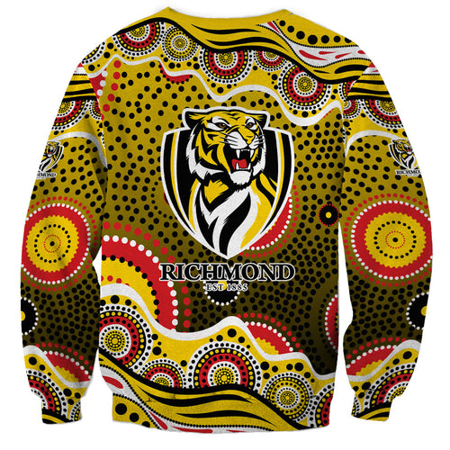 Richmond Tigers Sweatshirt Aboriginal Dot Pattern - Football Mascot Heritage Pride