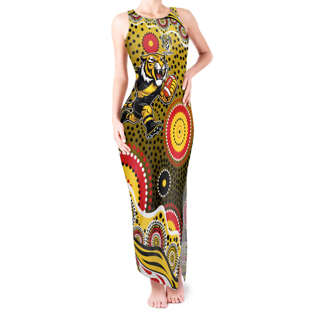 Richmond Tigers Tank Maxi Dress Aboriginal Dot Pattern - Football Mascot Heritage Pride