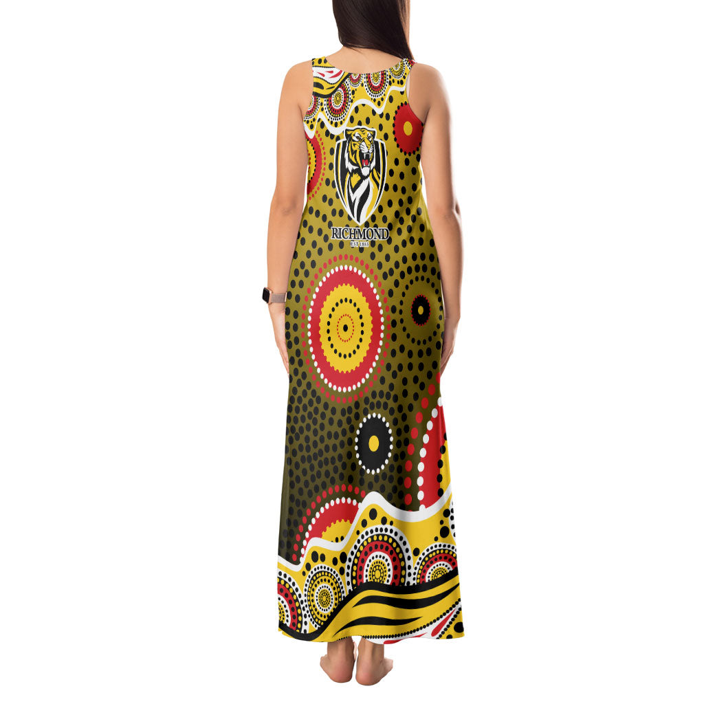 Richmond Tigers Tank Maxi Dress Aboriginal Dot Pattern - Football Mascot Heritage Pride
