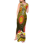 Richmond Tigers Tank Maxi Dress Aboriginal Dot Pattern - Football Mascot Heritage Pride