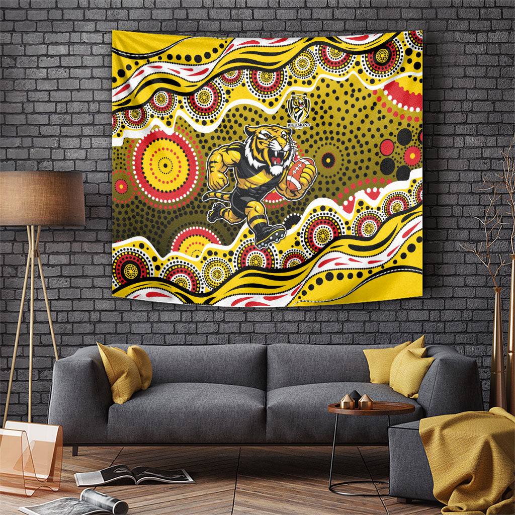 Richmond Tigers Tapestry Aboriginal Dot Pattern - Football Mascot Heritage Pride