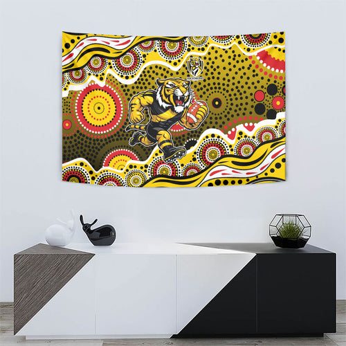 Richmond Tigers Tapestry Aboriginal Dot Pattern - Football Mascot Heritage Pride