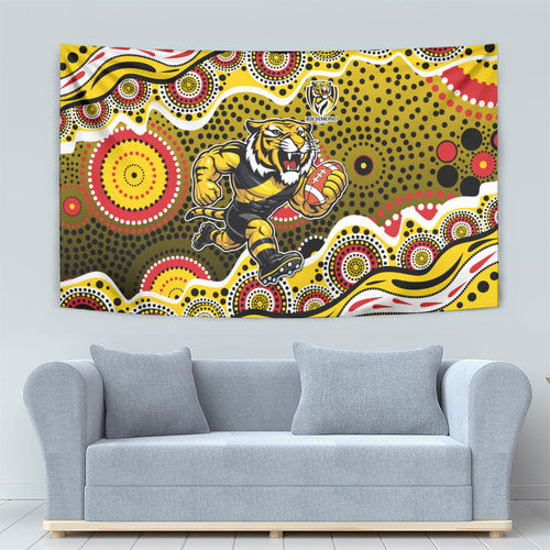 Richmond Tigers Tapestry Aboriginal Dot Pattern - Football Mascot Heritage Pride