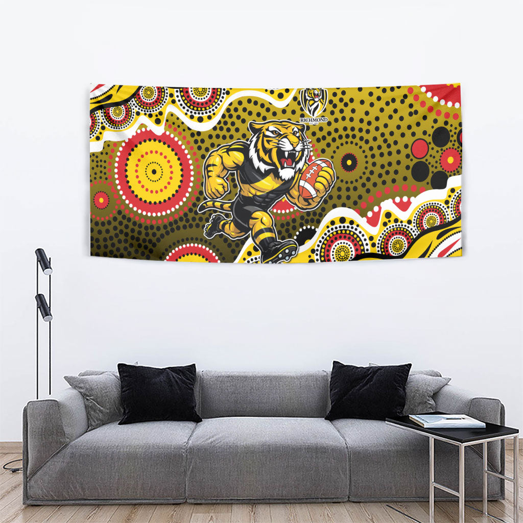 Richmond Tigers Tapestry Aboriginal Dot Pattern - Football Mascot Heritage Pride