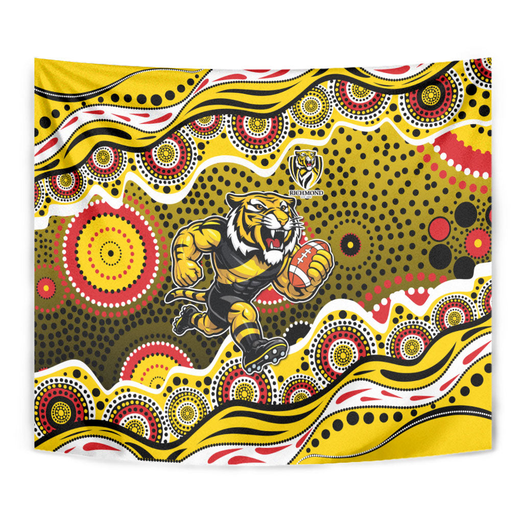 Richmond Tigers Tapestry Aboriginal Dot Pattern - Football Mascot Heritage Pride
