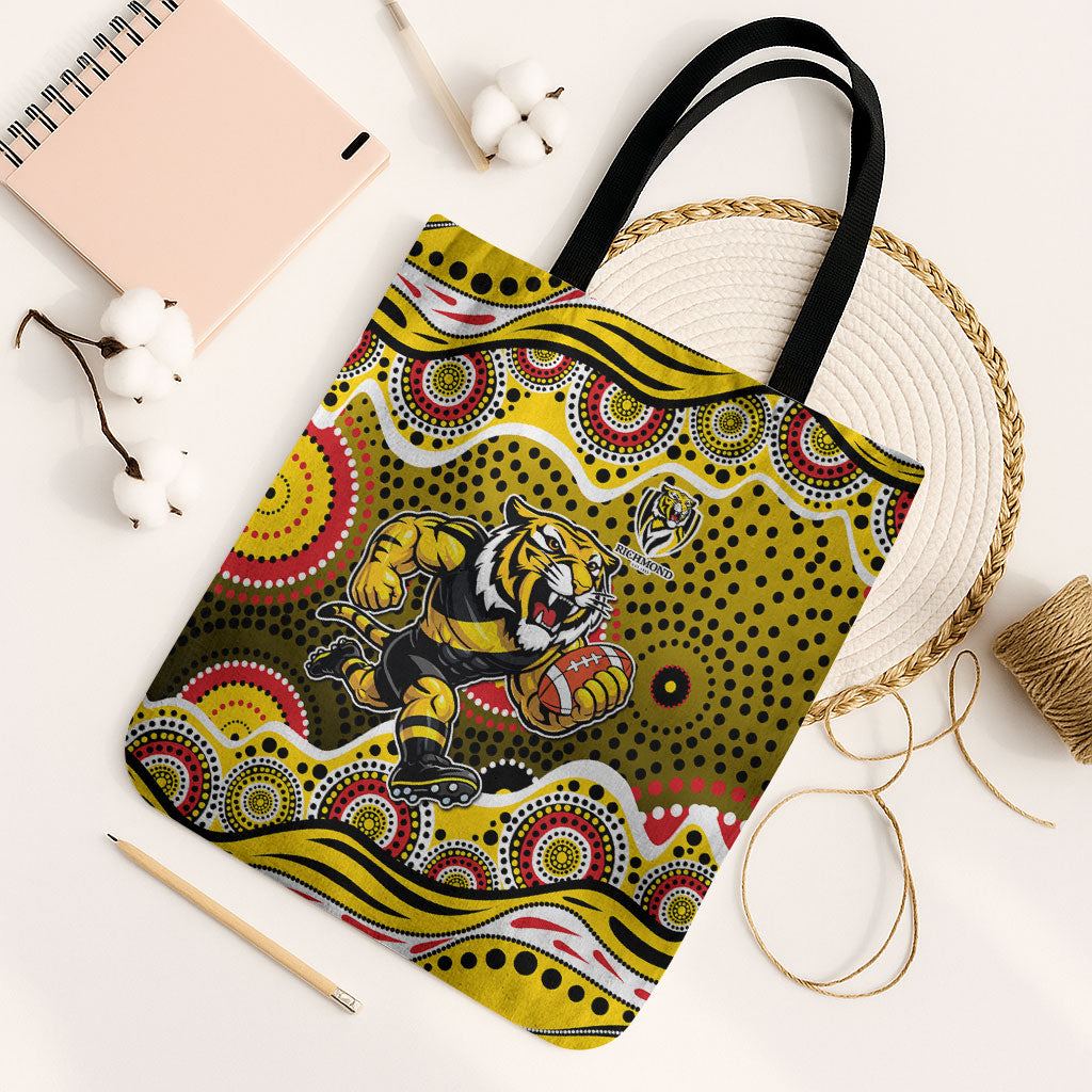 Richmond Tigers Tote Bag Aboriginal Dot Pattern - Football Mascot Heritage Pride